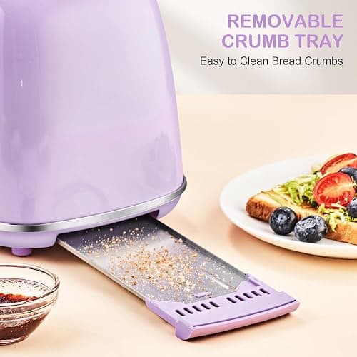 Roter Mond 2 Slice Toaster Retro Stainless Steel Lavender-Purple thumbnail 6