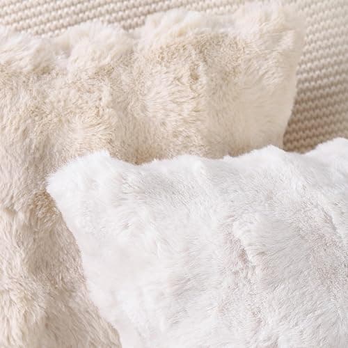 MADIZZ Pack of 2 Thick Plush Wool Throw Pillow Covers 12x20 Inch Cream Soft Neutral Decorative Throw Pillows Accent Boho Cushion Covers for Couch Sofa Bedroom Pillow Shell thumbnail 5