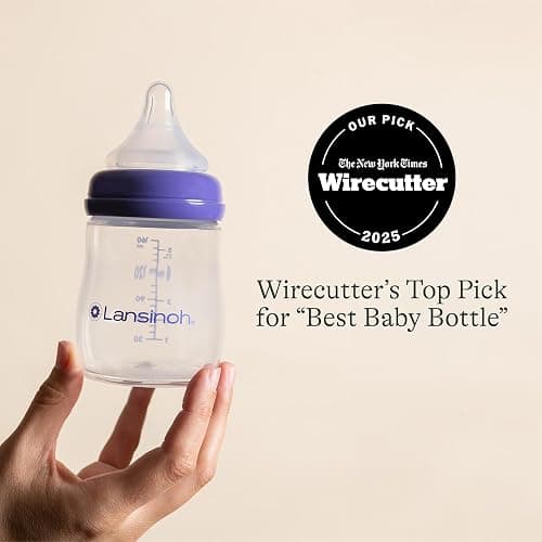 Lansinoh Anti-Colic Baby Bottles, BPA-Free Plastic, 5 Ounces, 1 Count, Slow Flow Nipples (Size S), Breastfeeding Bottle with NaturalWave Design thumbnail 4