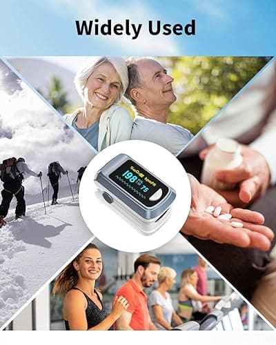 Fingertip Pulse Oximeter Blood Oxygen Saturation Monitor Pulse Ox, Heart Rate and Fast Spo2 Reading Oxygen Meter with OLED Screen Included Lanyard and 2 X AAA Batteries - Gray thumbnail 8