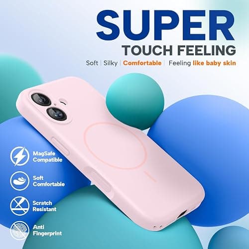 Miracase Silicone & Magnetic for iPhone 16 Case, Sand Pink | Compatible with MagSafe, Anti-Scratch Microfiber Lining, Liquid Silicone Case Shockproof Drop Protection Phone Case for 16 thumbnail 7