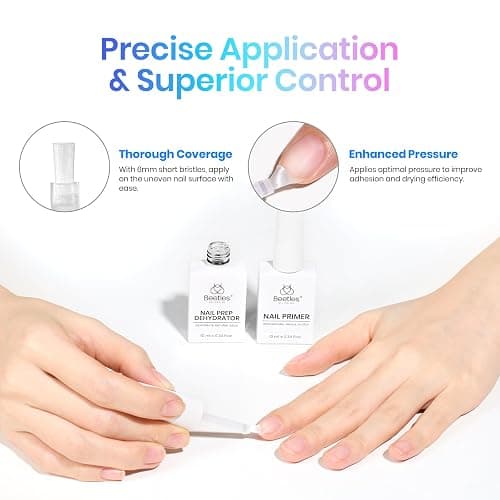 Beetles Base and Top Coat Set with Nail Dehydrator and Primer, 5 Pcs 10ml Glossy Matte Top Coat Gel Nail Prep Acid-Free and Hema-Free Dehydrate Bond Primer Kit thumbnail 6