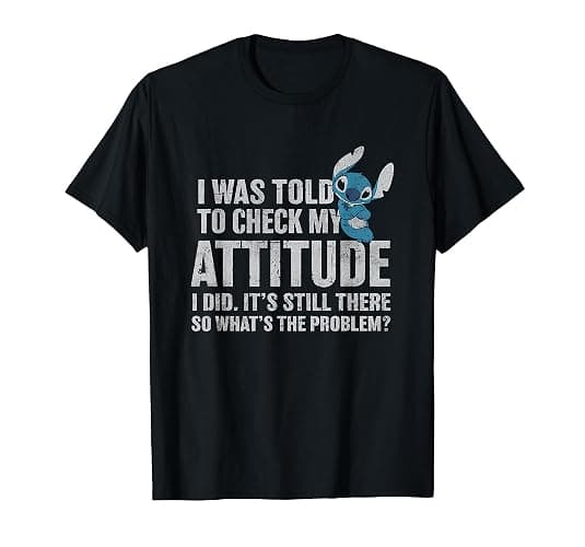 Disney Lilo & Stitch Attitude Problem Alien T-Shirt - Youth - Black - Large - Image 1