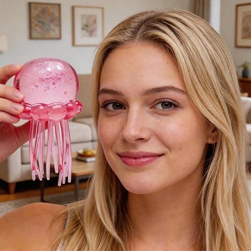 Jellyfish Squishy,Jellyfish Design Squeeze Stress Ball,Drop Malt Sugar Balls for Anxiety Stress,Sensory Toy with a Super Solid Squish for Adult (Blue) thumbnail 2