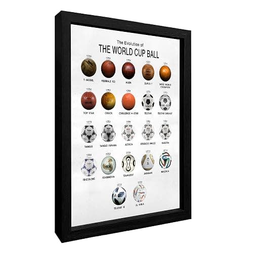 Framed World Cup Wall Art, Soccer Canvas Poster Wall Decor, History Of The World Cup Ball for Living Room Bedroom Home Decorations (12" x 16") - Image 1