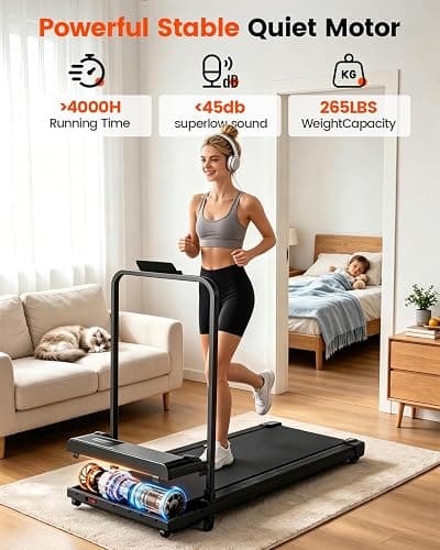 ICYLOOT Walking Pad Treadmill with Incline and Handle Bar for Home Office | Walking Pad Under Desk,Body Toning,Safety Handle,45db Quiet Design,5-Layer Shock Absorption Belt,0.6-3.8 MPH Remote Control thumbnail 4