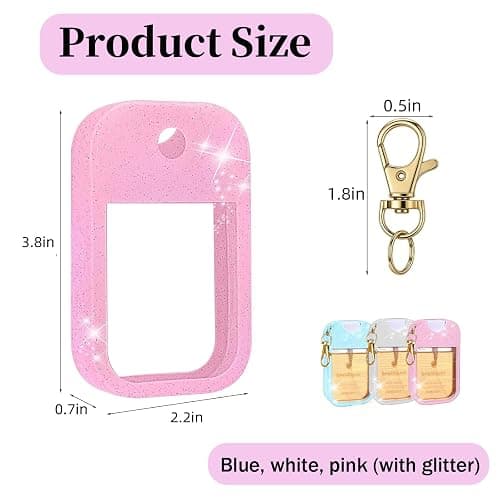3Pcs Hand Sanitizer Spray Case 30ml,Thickened Silicone Protective Case for Touchland Hand Sanitizer,Perfume Travel Spray Bottle Accessory with Keychain(3 Colors Glitter Sequin) thumbnail 2