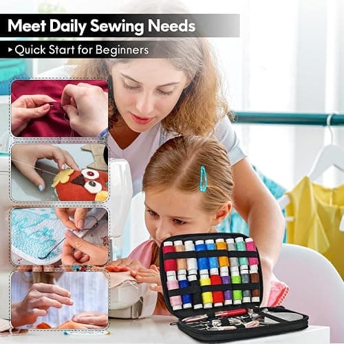 Sewing Kit Basic for Adults, 87 Pcs Sewing Kit with Needle and Thread, Sewing Supplies Portable Travel Emergency Repair Kit for Beginners Home DIY, Gift for Mom and Grandma OKOMER thumbnail 5