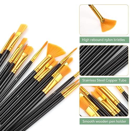 AROIC Acrylic Paint Brush Set,1pack/15pcs Nylon Hair Acrylic Painting Brush,Watercolor Rock Face Painting Brush, Artist Craft Brush Supplies, Paint Brush Set for All Purposes Children Adult Painting. thumbnail 4