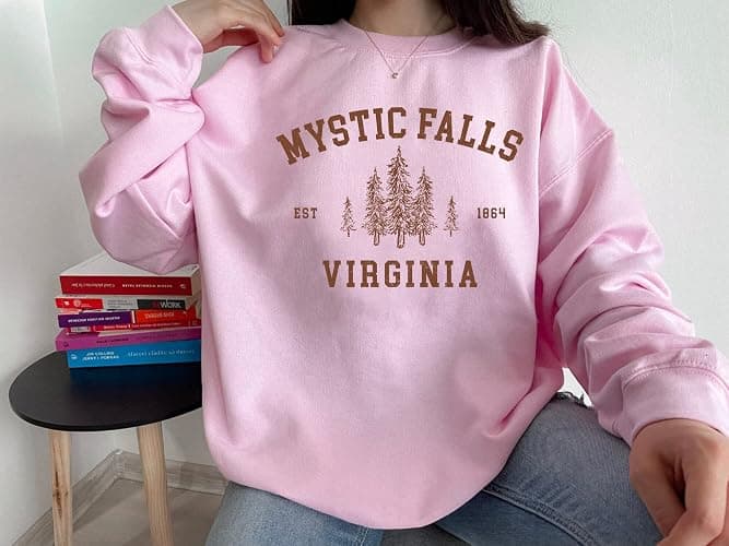 Mystic Falls Virginia Sweatshirt - Salva.tore Vampire Dia.ries Sweater; Virginia Crewneck Sweatshirt thumbnail 6