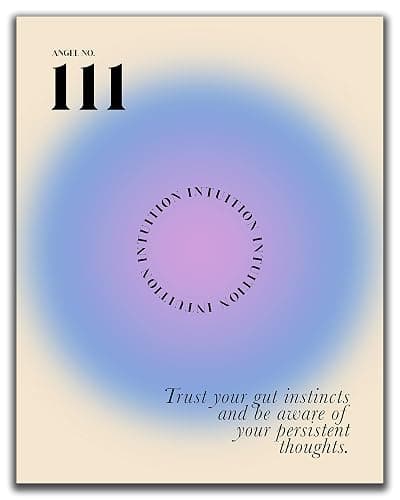 Angel Numbers Wall Art Print - 11x14" UNFRAMED Print - Motivational, Inspirational, Colorful Gradient Aura - Manifestation Wall Decor - Spiritual Wall Art (111) - Image 1