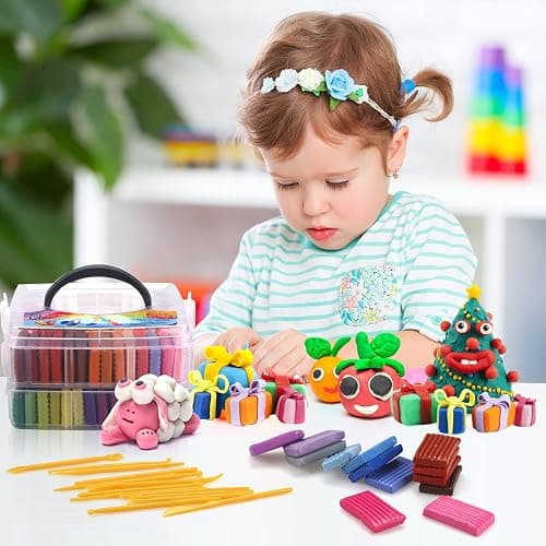 CiaraQ 50-Color Polymer Clay Oven Bake Modeling Kit | 14 sculpting tools, 2‑layer box, accessory pack, guide. Great for gifting, school, home, kids & artists. thumbnail 2