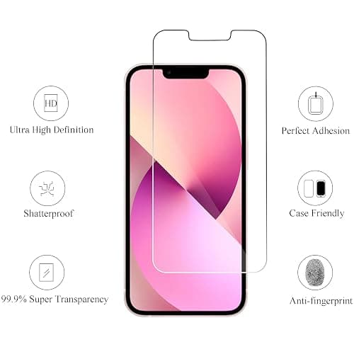 Ailun Screen Protector + Camera Lens Protector for iPhone 13, 2+2 Pack | 6.1 inch, Tempered Glass, HD thumbnail 2