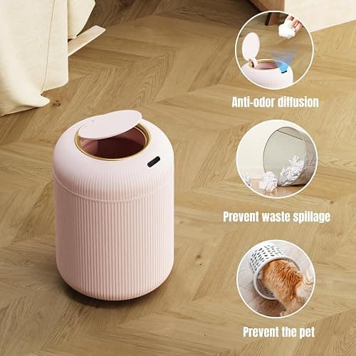 stonespace Automatic Bathroom Trash Cans Touchless, Pink Motion Sensor Trash Can with Lid, Pink Room Decor for Bedroom, Kids Room, Bathroom, Living Room, Office, 3 Gallon Cute Trash Can thumbnail 6