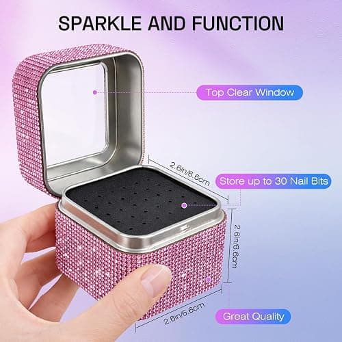 100Pcs Nail Drill Bits Set with Storage Box – 25Pcs Tungsten Carbide & Ceramic & Cuticle Professional Bits + 75Pcs Small Sanding Bands (80/120/180 Grit) Manicure & Pedicure Tools Kit Gift for Women thumbnail 2