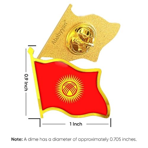 Kyrgyzstan Flag Lapel Pin - Enamel Metal National Badge | World Travel Souvenir Gifts for Men & Women | Country Flag Patriotic Brooch Bulk Pack of Pins for Hat, Tie, Clothes, Backpack (1pc) thumbnail 2