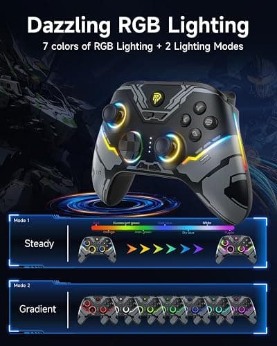 EasySMX X15 PC Controller - Enhanced Wireless Bluetooth Controller with Hall Joysticks/Hall Triggers/RGB Lighting - No Stick Drift, No Dead Zone - Work for Windows PC, Android, Steam and Switch thumbnail 2