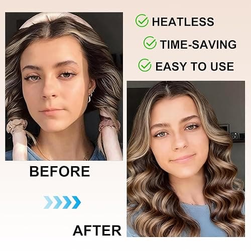 Heatless Curls Overnight,Hair Curlers to Sleep In,No Heat Satin Curling Rod Set Rollers,Sleeping Blowout Headband, Foam Curly Tie Ribbon Styling Tool for Long Hair thumbnail 4