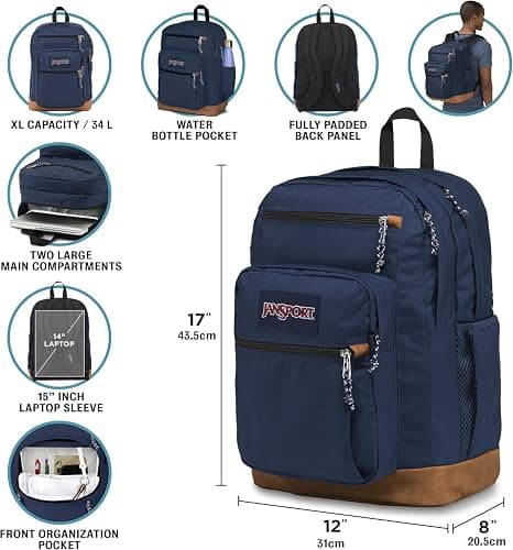 JanSport Cool Backpack with 15-inch Laptop Sleeve, Large Computer Bag Rucksack with 2 Compartments, Ergonomic Straps, Lavender Ash thumbnail 7