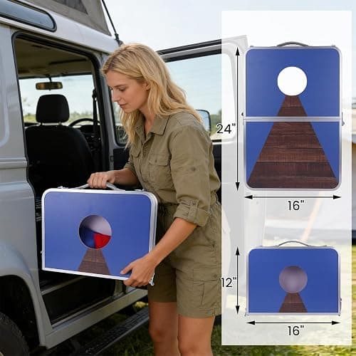 Juegoal Portable Cornhole Board Set for Kids Teens & Adults, 24x16 Inch Foldable Corn Hole Games with Bean Bags & Carry Bag, Lightweight Aluminum Alloy Travel Size Cornhole Set for Outdoor Games Beach thumbnail 4