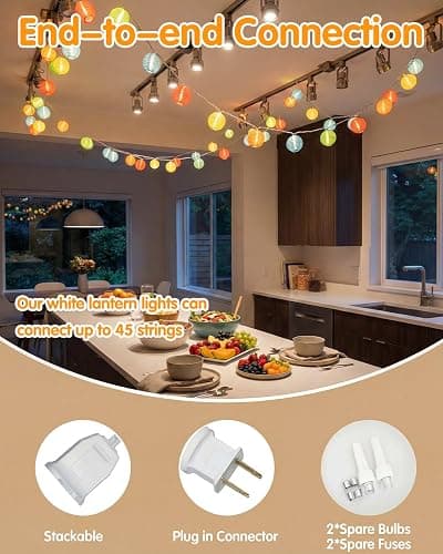 SUNSGNE Lantern String Lights, 8.5FT Indoor Lantern Christmas Lights with 10 LED Colorful Lanterns for Home Patio Party Wedding Bistro Indoor Bedroom Decoration thumbnail 3