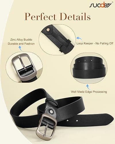 SUOSDEY Women Belts For Jeans Dresses Pants Ladies Leather Waist Belt with Elegant Buckle, Width 1.3" thumbnail 3