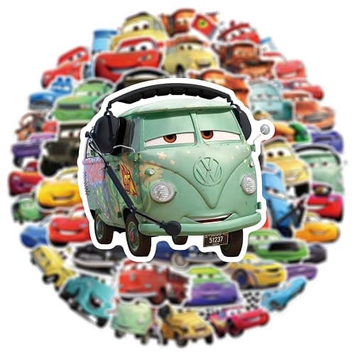 50 Pcs Cars Stickers, Lightning McQueen Cute Cartoon Stickers, Waterproof PVC Vinyl Decals for Kids Teens, Ideal for Water Bottle Laptop Skateboard Scrapbook Birthday Party Favors (CAR50) thumbnail 6