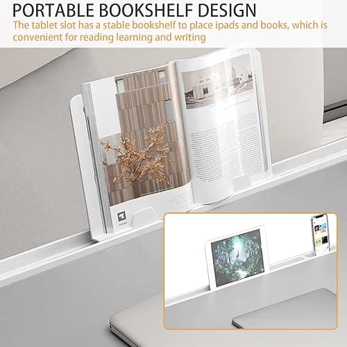 Laptop Desk for Bed, Laptop Bed Tray Table, Foldable Laptop Table with Storage Drawer and Book Stand, Laptop Bed Table for Writing Working Reading (Gray) thumbnail 4