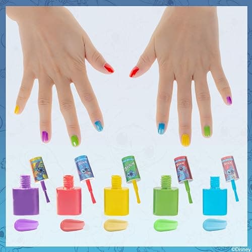 Townley Girl Disney Stitch 15 Piece Water-Based Nail Art Activity Makeup Set, Includes Nail Polish, Nail Brush and Nail Files, For Parties, Sleepovers and Makeovers, Ages 6 thumbnail 6