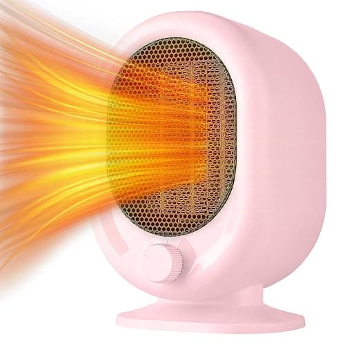 Mini Space Heater,1500W Small Desk Heater,2 Gears Adjustable,PTC Ceramic Heating,Tip-over & Overheat Protection,Fast Heating and Super Quiet Pink - Image 1