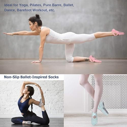 Ozaiic Pilates Socks for Women Non Slip Grip, Yoga Socks with Grippers for Barre, Hospital, Ballet, Dance, Barefoot Workout thumbnail 4
