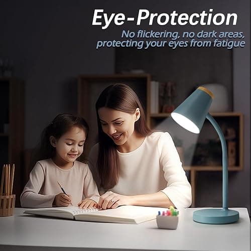 EJIAXIN Desk Lamps for Home Office - Small LED Desk Lamp Touch Dimmable Reading Light for College Dorm Room - Adjustable Flexible Gooseneck Table Lamp for Bedside Bedroom Nightstand Blue thumbnail 5