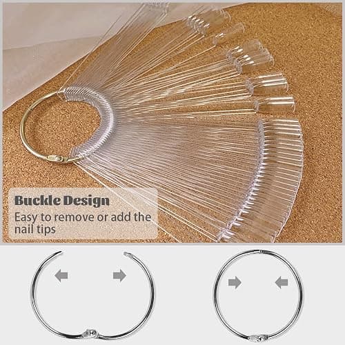 50-Piece Nail Swatches Sticks Transparent, Professional Nail Colour Display Stick, Nail Samples Stick with Metal Buckle, Detachable Practice Nails Stick for Beginner, Nails Display for Salon thumbnail 4