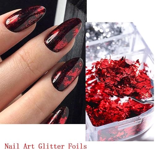 Holographic Nail Glitter Foils, 12 Colors Sparkly Ultra-Thin Aluminum Foil Nail Art Flakes Design, Laser Nail Sequins Acrylic Supplies for Women Girls Manicure Charms Decorations, DIY 3D Nail Art Tips thumbnail 5