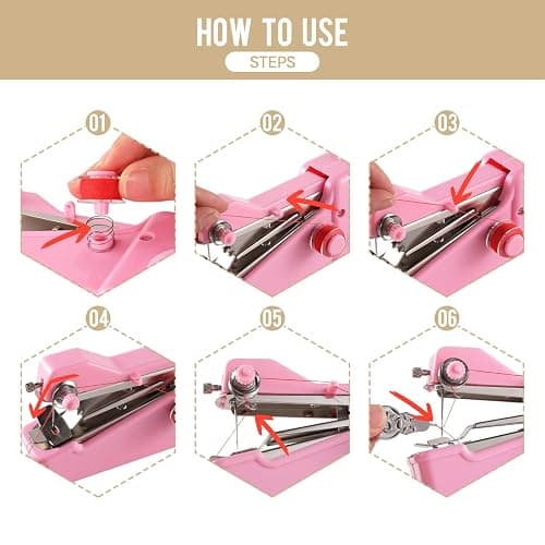 Handheld Sewing Machine CS101,Sewing Machines for Beginners,Portable Electric Mini and Samll Hand Held Sewing Machines Kit for Adults and Kids Pink Set thumbnail 5
