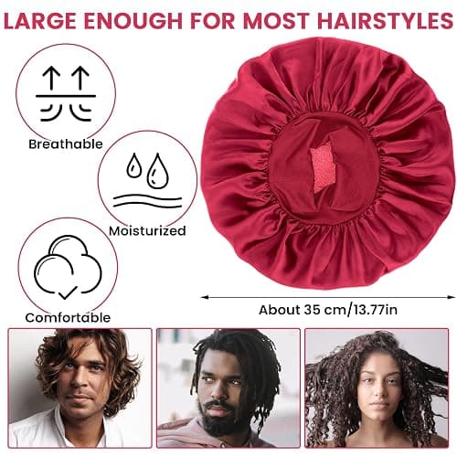 WLLHYF Silk Bonnet for Men, Satin Bonnet Elastic Band Silk Sleep Cap Soft Adjustable Hair Cap Hair Wrap for Women Sleeping thumbnail 3