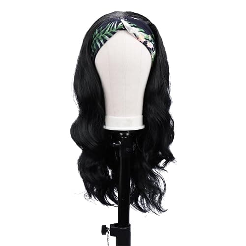 Colorful Queen Glueless Headband Wig Long Black Body Wave Headband Wigs for Black Women Synthetic Natural Looking Wavy Wig Heat Resistant 180% Density (26inch, 1B#) thumbnail 9