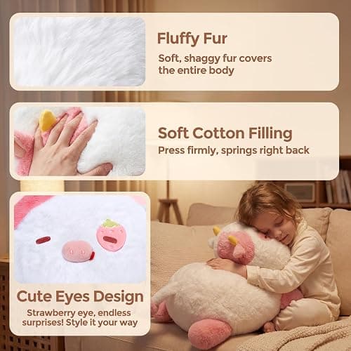Weighted Stuffed Animals 4.0 Lbs – Weighted Strawberry Cow Plush, Weighted Plush Animals for Kids, Cow Weighted Pillow, Birthday Gifts for Women, Girls and Males (23 inch) thumbnail 8