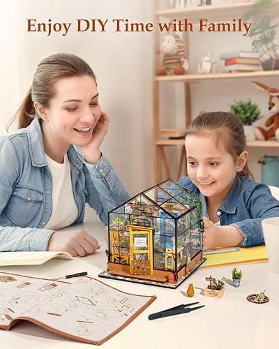 Rowood Miniature House Kit, DIY Miniature Greenhouse Dollhouse Kits for Adults, Mayberry Street Miniatures, Wooden Crafts for Adults, Gifts on Birthday Christmas - Cathy's Flower House thumbnail 2