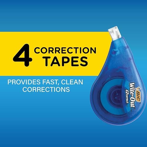 BIC Wite-Out Brand EZ Correct Correction Tape, 19.8 Feet, 4-Count Pack of White Correction Tape, Fast, Clean and Easy to Use Tear-Resistant Tape Office or School Supplies - White Tape - 4 Count (Pack of 1) thumbnail 4