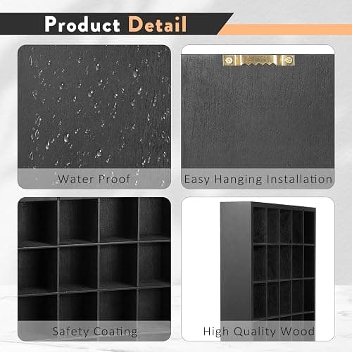 DARCKLE Shot Glass Display Case for Wall, Wood Holds Set of 30 Glasses Shot Glass Holder Display Shelf, 17'' x 12''-3'' x 2'' (Black, 1PCS) thumbnail 6