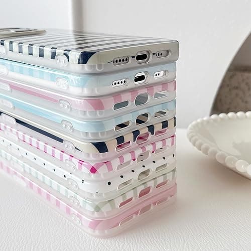 ZTOFERA Cute Vertical Striped Case for iPhone 16 Pro,Light Blue | Raised Edge Protection/Soft Anti-Scratch Back/Slim and Glossy/Fashion Simple Pattern Phone Cover for Women Girls thumbnail 8