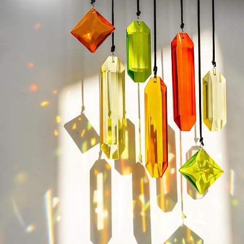 Set of 7 Colorful Crystal Ornaments for Christmas Window Hanging, Crystal Prisms Icicle Ornaments, Stained Gass Art Suncatcher for Indoor Window for Women thumbnail 7