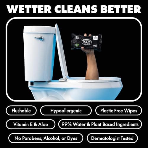 DUDE Wipes Odor Destroyer Flushable Wipes - Extra-Large Adult Wet Wipes - 6 Pack (288 Count) - Deodorizing, Lightly Scented, Controls Odor for up to 24 Hours - Septic and Sewer Safe thumbnail 3