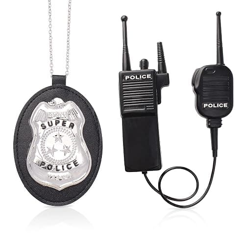 Keymall Kids Police Officer Costume Set 6 Pcs Including Cop Hat Vest Sunglasses Badge Walkie Talkie for Pretend Play Dress Up thumbnail 6