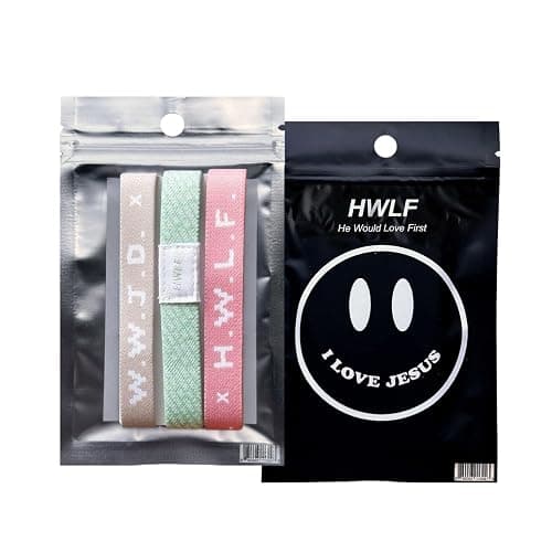 He would Love First WWJD HWLF Bracelets Natural Elastic 3-Pack x What Would Jesus Do Bracelets | Reversible HWLF x WWJD Bracelets in Mauve, Sand, & Green | Fit All Wrist Sizes thumbnail 2