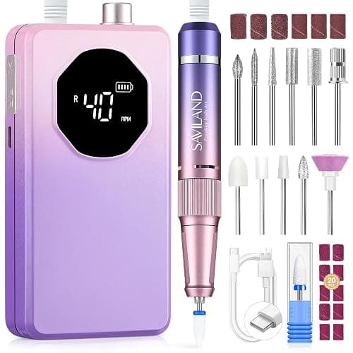 SAVILAND 2026 Nail Drill Professional: 40000RPM Electric Nail Drill 30S Fast Removal for Acrylic Nails Low Noise Electric Nail File Long-Lasting Manicure Pedicure Mobile Tech & Salon (Gradient Purple) - Image 1
