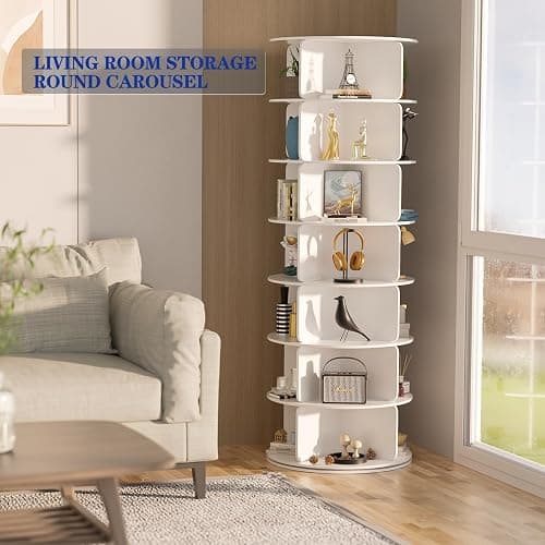 Cushore 7 Tier Rotating Shoe Rack Tower, Free Standing 360° Shoe organizer Lazy Susan, Bag Display Rack Storage Round Carousel, Neat and Elegant Shoe Storage Solution thumbnail 6