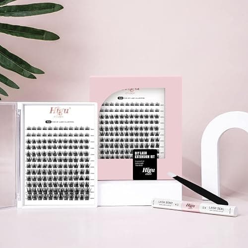 Higu clace Lash Clusters Kit,144pcs D Curl Wispy Lash Clusters,8-16mm Lash Extension Kit,with Lash Bond and Seal, Eyelash Tweezers(R-08) thumbnail 9