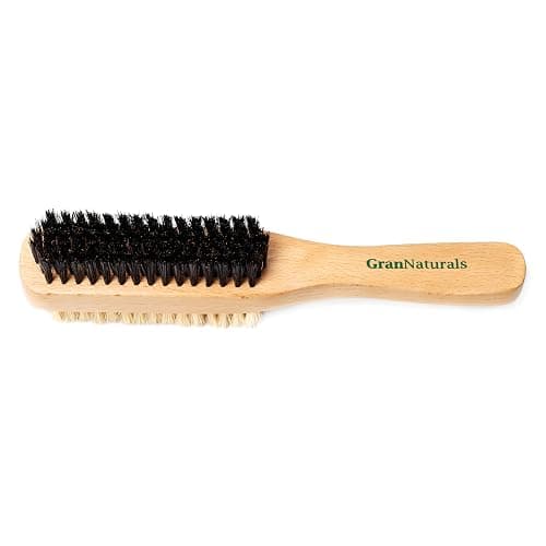 GranNaturals Double Sided Boar Bristle Hair Brush - Soft Hard Finishing & Smoothing Hairbrush for Slick Back to Style, Polish, & Lay Down Hair Flat to Create a Sleek Hairstyle for Bun, Slickback thumbnail 9